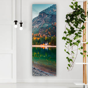 Poster Berglandschaft mit Spiegelung im See Panorama Hoch