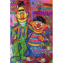 Lade das Bild in den Galerie-Viewer, Aluminiumbild Berühmte Figuren einer Kinder Fernsehserie Pop Art Hochformat
