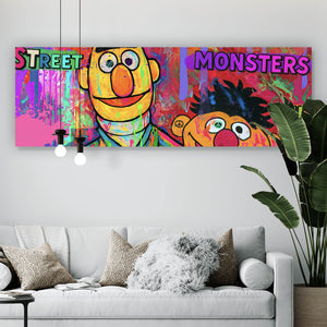 Leinwandbild Berühmte Figuren einer Kinder Fernsehserie Pop Art Panorama