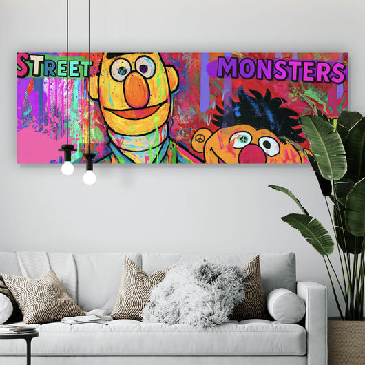 Leinwandbild Berühmte Figuren einer Kinder Fernsehserie Pop Art Panorama