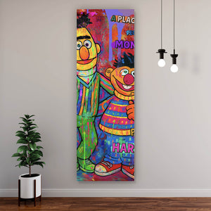 Leinwandbild Berühmte Figuren einer Kinder Fernsehserie Pop Art Panorama Hoch