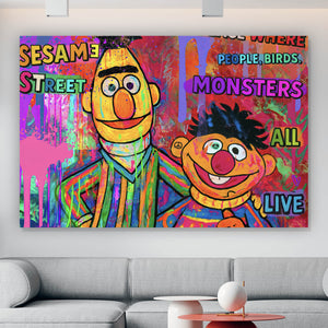 Leinwandbild Berühmte Figuren einer Kinder Fernsehserie Pop Art Querformat