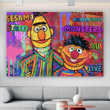 Lade das Bild in den Galerie-Viewer, Aluminiumbild Berühmte Figuren einer Kinder Fernsehserie Pop Art Querformat
