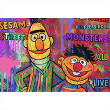 Lade das Bild in den Galerie-Viewer, Aluminiumbild Berühmte Figuren einer Kinder Fernsehserie Pop Art Querformat

