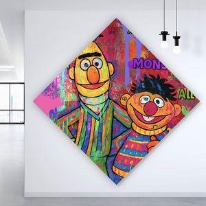 Leinwandbild Berühmte Figuren einer Kinder Fernsehserie Pop Art Raute
