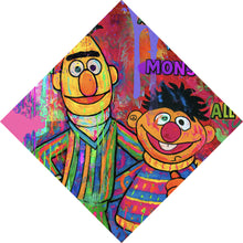 Lade das Bild in den Galerie-Viewer, Aluminiumbild Berühmte Figuren einer Kinder Fernsehserie Pop Art Raute
