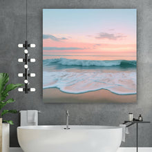 Lade das Bild in den Galerie-Viewer, Aluminiumbild gebürstet Beruhigendes Meer am Strand Quadrat
