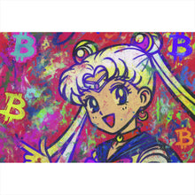 Lade das Bild in den Galerie-Viewer, Poster Bitcoin buntes Pop Art to the Moon Querformat
