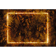 Lade das Bild in den Galerie-Viewer, Spannrahmenbild Blätter mit Neon Lichtrahmen Querformat
