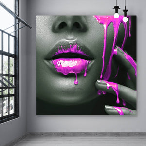 Acrylglasbild Pinke Lippen Quadrat