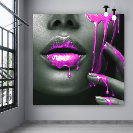 Poster Pinke Lippen Quadrat