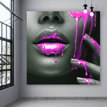 Lade das Bild in den Galerie-Viewer, Leinwandbild Pinke Lippen Quadrat
