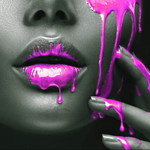 Spannrahmenbild Pinke Lippen Quadrat