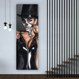 Leinwandbild Blonde La Catrina Panorama Hoch