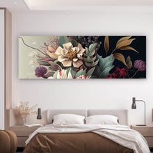 Lade das Bild in den Galerie-Viewer, Leinwandbild Blumenkomposition in sanften Farbtönen Panorama
