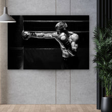 Lade das Bild in den Galerie-Viewer, Poster Boxer im Training Schwarz Weiß Querformat
