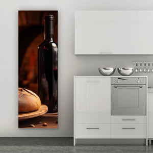 Leinwandbild Brot Wein bei Kerzenlicht Ambiente Panorama Hoch