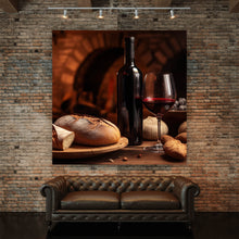 Lade das Bild in den Galerie-Viewer, Acrylglasbild Brot Wein bei Kerzenlicht Ambiente Quadrat
