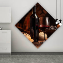 Lade das Bild in den Galerie-Viewer, Aluminiumbild Brot Wein bei Kerzenlicht Ambiente Raute
