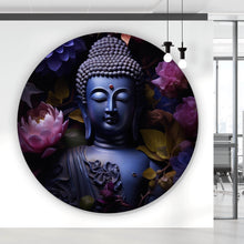 Lade das Bild in den Galerie-Viewer, Aluminiumbild Buddha umgeben von Blumenpracht Kreis
