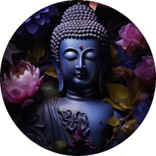 Lade das Bild in den Galerie-Viewer, Aluminiumbild Buddha umgeben von Blumenpracht Kreis
