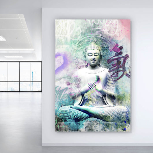 Acrylglasbild Buddhafigur im Pop Art Stil Hochformat