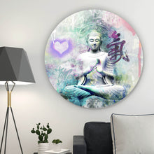 Lade das Bild in den Galerie-Viewer, Aluminiumbild Buddhafigur im Pop Art Stil Kreis
