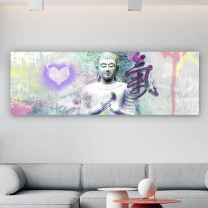 Spannrahmenbild Buddhafigur im Pop Art Stil Panorama