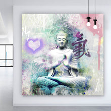 Lade das Bild in den Galerie-Viewer, Leinwandbild Buddhafigur im Pop Art Stil Quadrat
