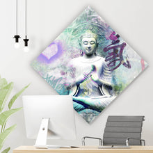 Lade das Bild in den Galerie-Viewer, Aluminiumbild Buddhafigur im Pop Art Stil Raute
