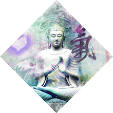 Lade das Bild in den Galerie-Viewer, Aluminiumbild Buddhafigur im Pop Art Stil Raute
