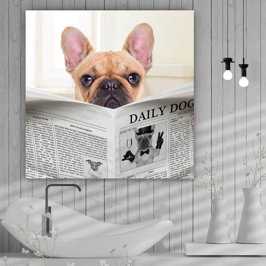 Aluminiumbild gebürstet Bulldog on the Toilette Quadrat