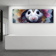 Lade das Bild in den Galerie-Viewer, Aluminiumbild gebürstet Bunt geschmücktes Mäuse Portrait Panorama
