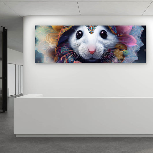 Aluminiumbild gebürstet Bunt geschmücktes Mäuse Portrait Panorama