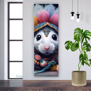 Poster Bunt geschmücktes Mäuse Portrait Panorama Hoch