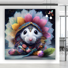 Lade das Bild in den Galerie-Viewer, Leinwandbild Bunt geschmücktes Mäuse Portrait Quadrat
