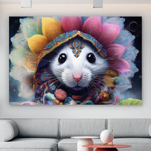 Lade das Bild in den Galerie-Viewer, Leinwandbild Bunt geschmücktes Mäuse Portrait Querformat
