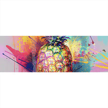 Lade das Bild in den Galerie-Viewer, Poster Bunte Ananas mit knalligen Farbspritzer Hintergrund Panorama
