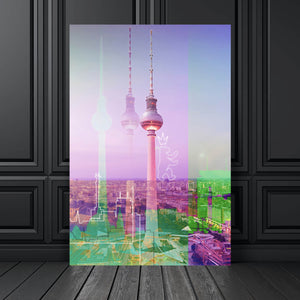 Poster Bunte Berlin Skyline Geometrisch Hochformat