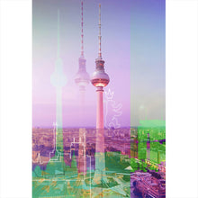 Lade das Bild in den Galerie-Viewer, Poster Bunte Berlin Skyline Geometrisch Hochformat
