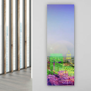 Spannrahmenbild Bunte Berlin Skyline Geometrisch Panorama Hoch