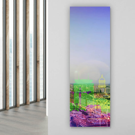 Leinwandbild Bunte Berlin Skyline Geometrisch Panorama Hoch