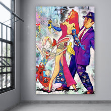 Lade das Bild in den Galerie-Viewer, Aluminiumbild Bunte Collage mit Comicfiguren Roger Hochformat
