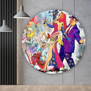 Aluminiumbild Bunte Collage mit Comicfiguren Roger Kreis