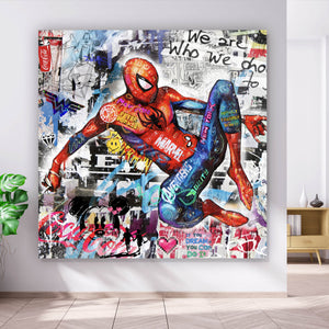 Poster Bunte Collage mit Superhelden Pop Art Quadrat