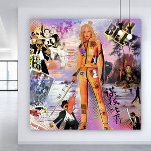 Leinwandbild Bunte Comic Collage Bill Pop Art Quadrat