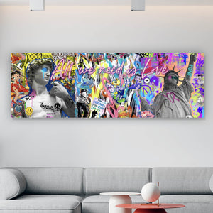 Leinwandbild Bunte Comicfiguren Pop Art Panorama