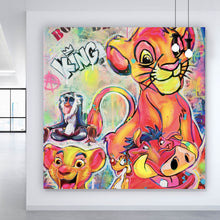 Lade das Bild in den Galerie-Viewer, Leinwandbild King Simba Löwe Pop Art Quadrat
