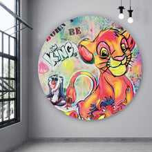 Lade das Bild in den Galerie-Viewer, Aluminiumbild King Simba Löwe Pop Art Kreis
