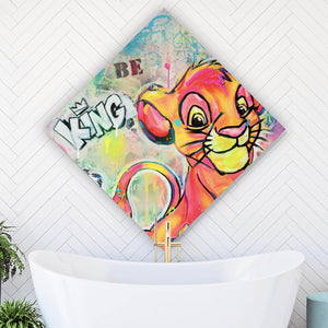 Leinwandbild King Simba Löwe Pop Art Raute